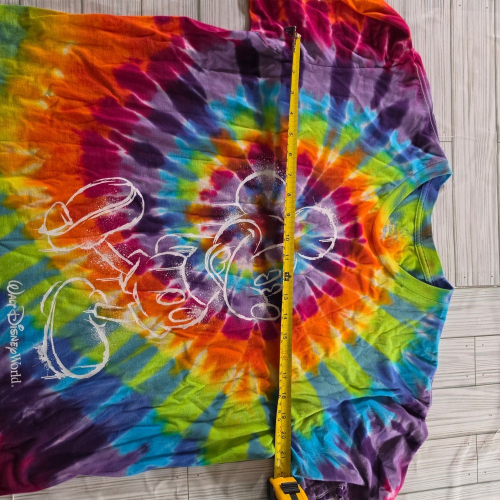 Walt Disney World Mickey Mouse Tie Dye T-Shirt Mens XL Rainbow Hanes Graphic Tee - Picture 2 of 7